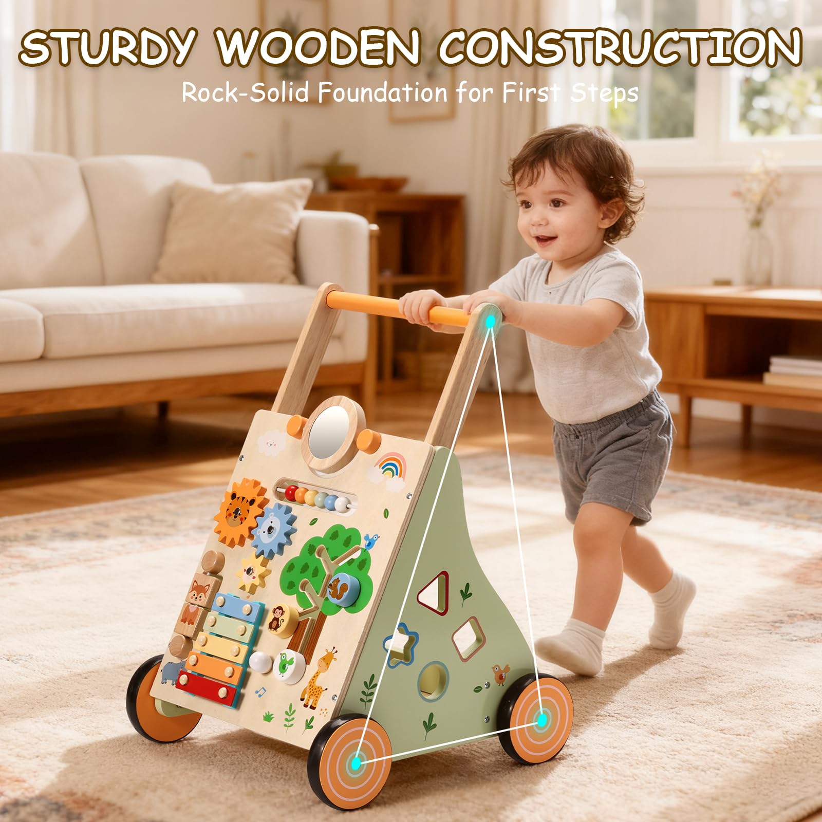 Quiet rubber-tired wheels protect floors while delivering a smooth ride.