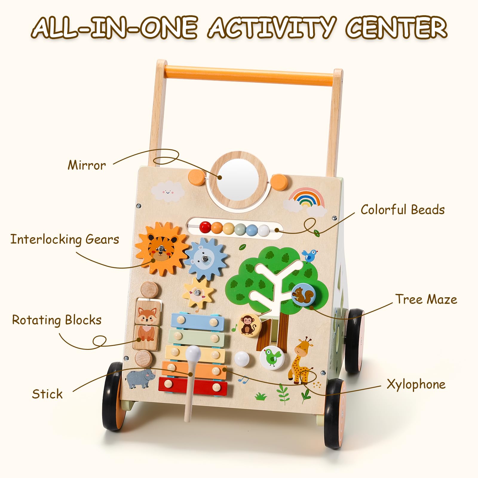 SainSmart Jr adjustable height assists growing babies during push-walker stage.
