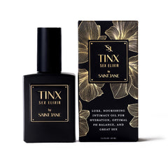 SAINT JANE Tinx Elixir bottle showcases fragrance-free hydration for delicate skin.