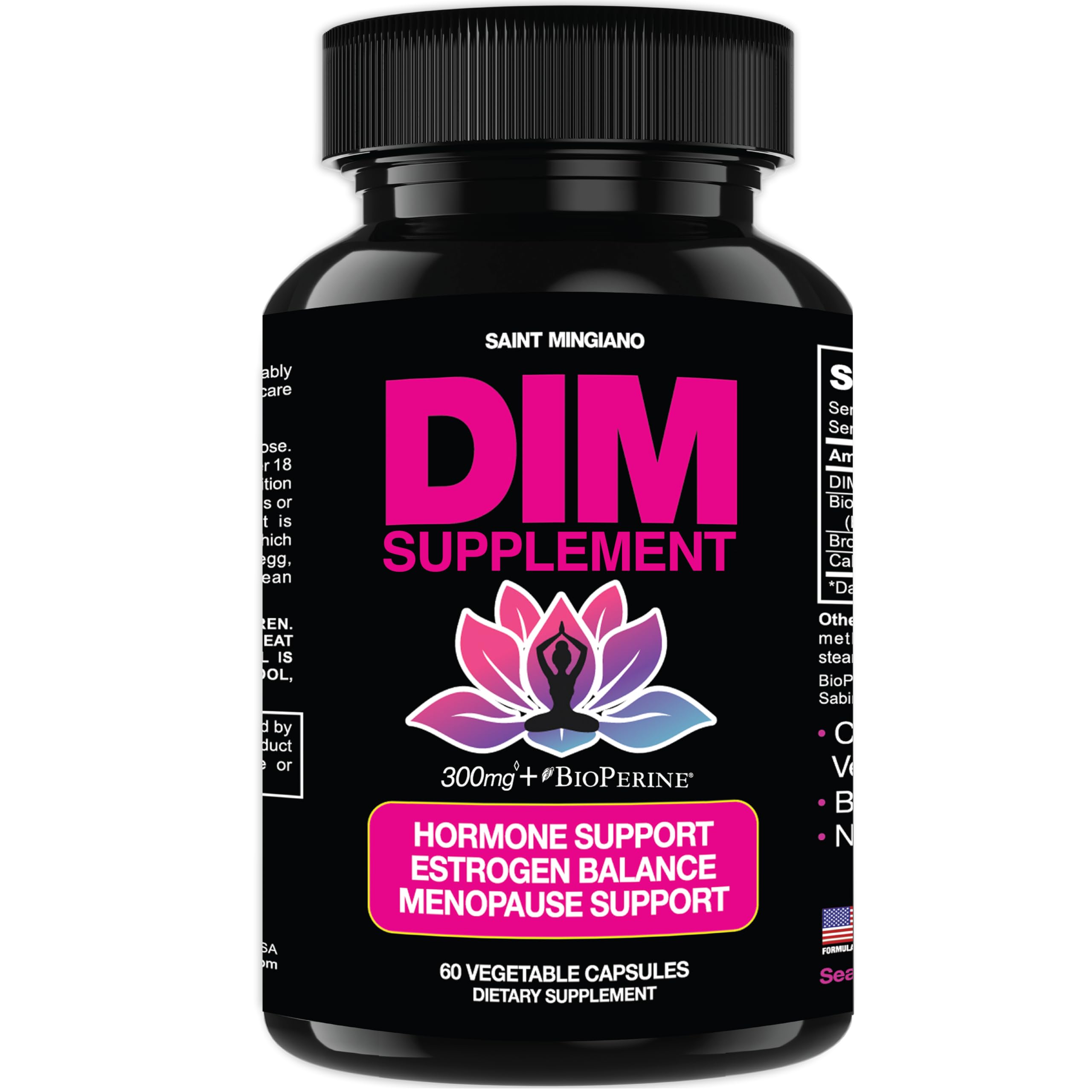 Saint Mingiano DIM 300mg bottle for easy daily hormone support.