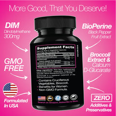 Saint Mingiano DIM 300mg label closeup showing ingredients supporting hormonal balance.