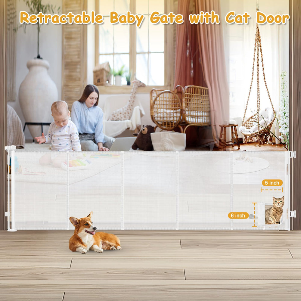 Sair pet 33-inch tall cat-door gate installed in doorway for safe separation.