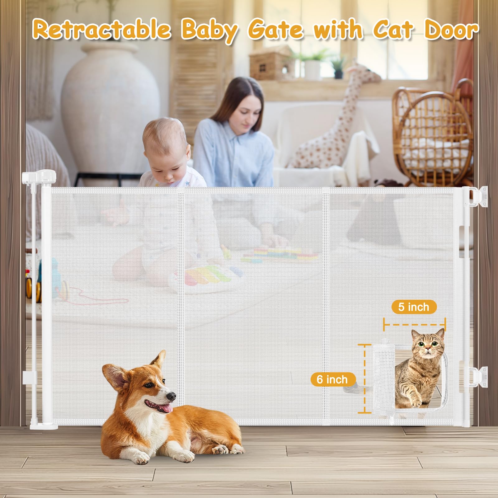 Sair Pet cat door access lets cats through while gate stays secured.