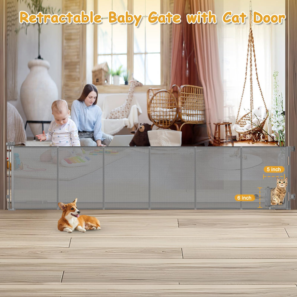 Sair pet extra-wide 33-inch tall gate installed across a large doorway.