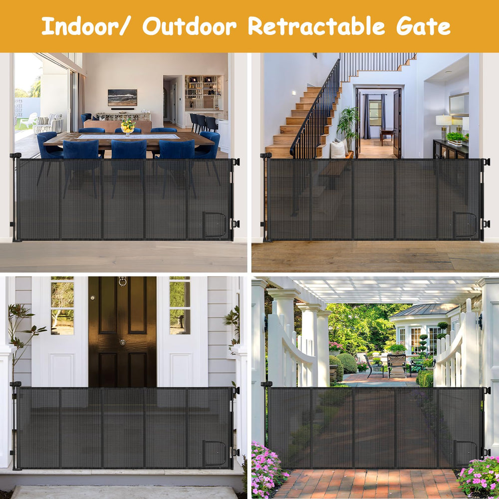 Sair pet gate fits indoors and outdoors for versatility.