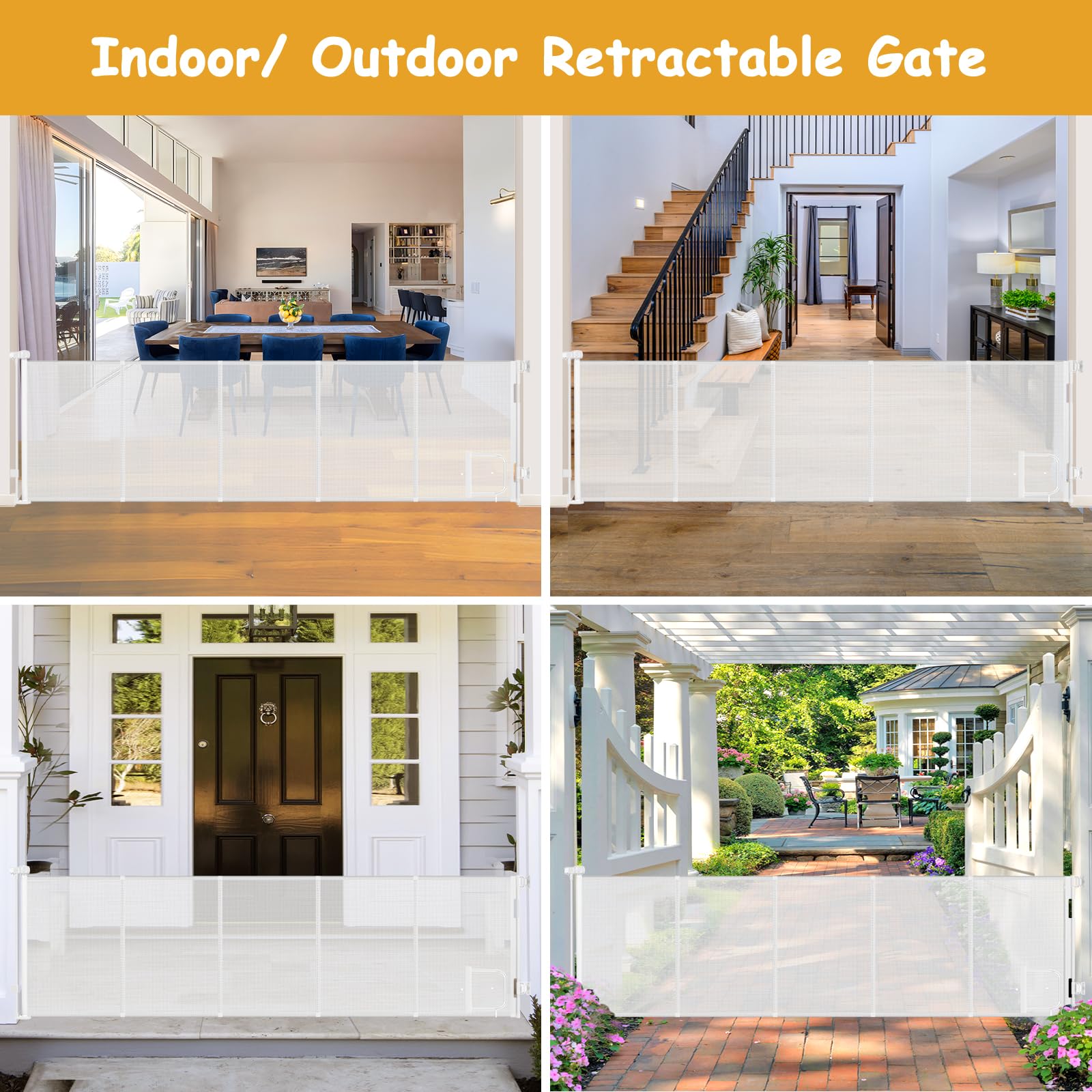 Sair pet suitable for indoor and outdoor use in living room, deck, and doorways.