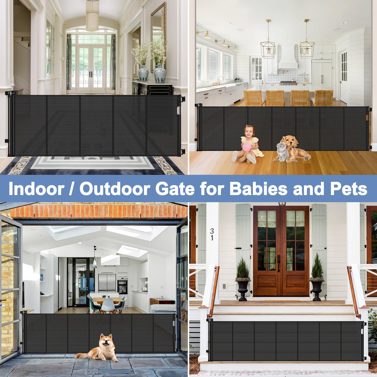 Sair pet mesh and locking mechanism enable safe access control.