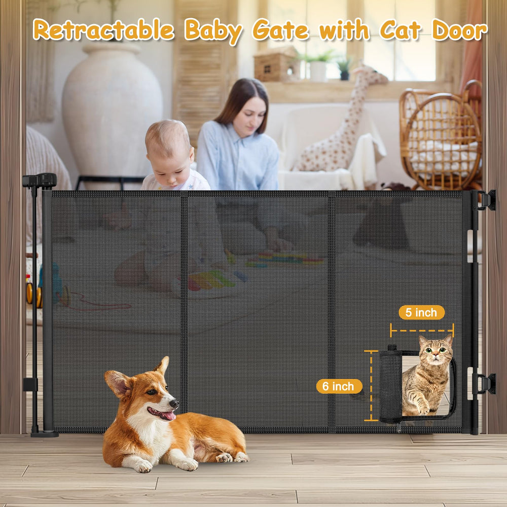 Sair Pet mesh gate with cat door and reinforced bars prevents climbing.