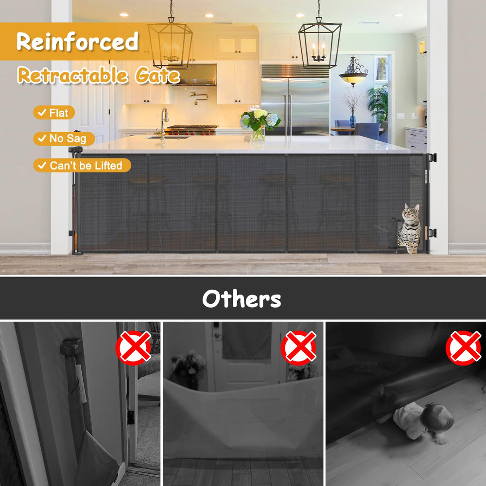 Sair Pet gate in use at doorway with cat door accessible