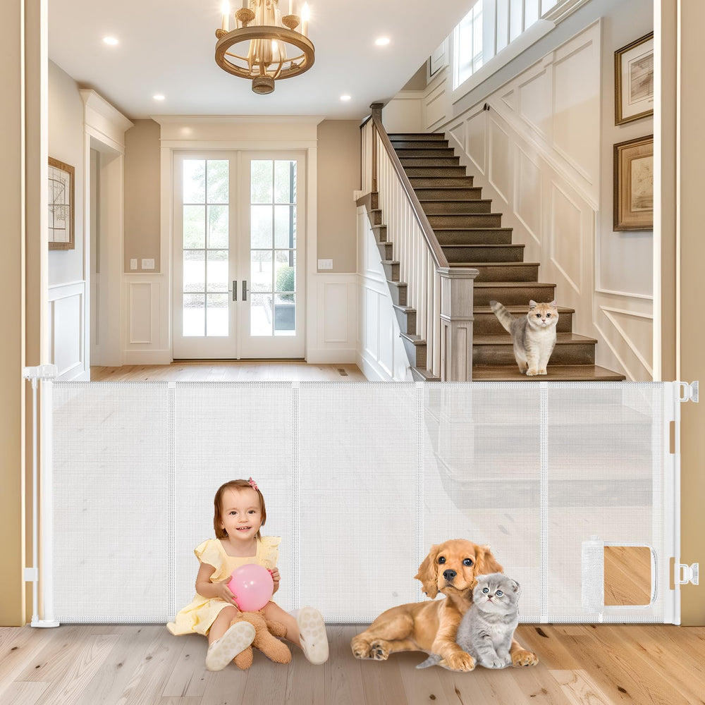 Sair Pet reinforced 90-inch gate extended for wide openings, securing space between rooms.