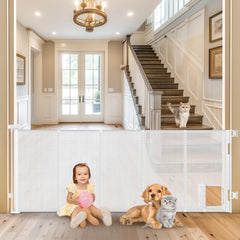 Sair Pet reinforced 90-inch gate extended for wide openings, securing space between rooms.