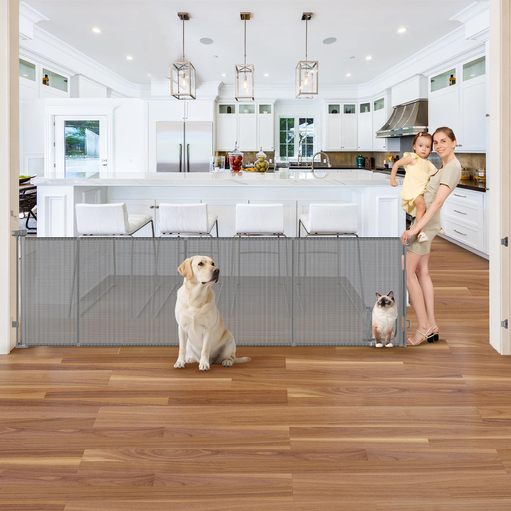 Sair Pet reinforced bars gate with cat door for secure separation.