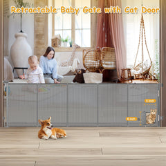 Sair Pet retractable gate at 33 inches tall saves space in home.