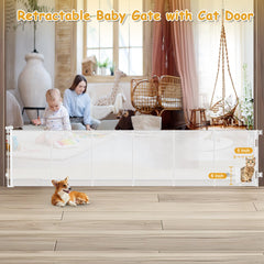 Sair pet retractable gate at 33 inches tall extended across a doorway.