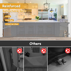 Sair pet retractable gate enables space-saving closure for busy rooms.