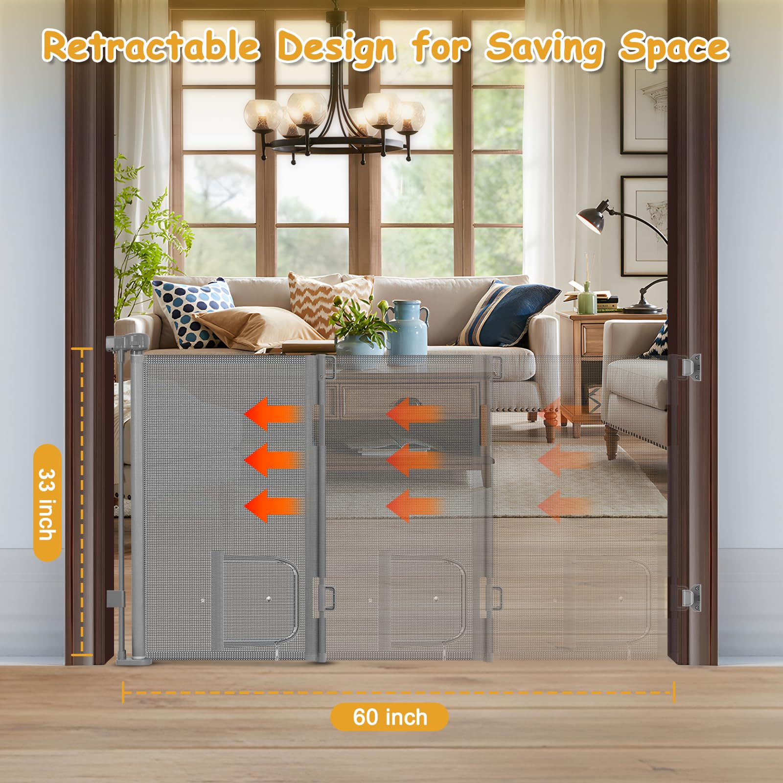 Sair Pet space-saving retractable design fits tight hallways.