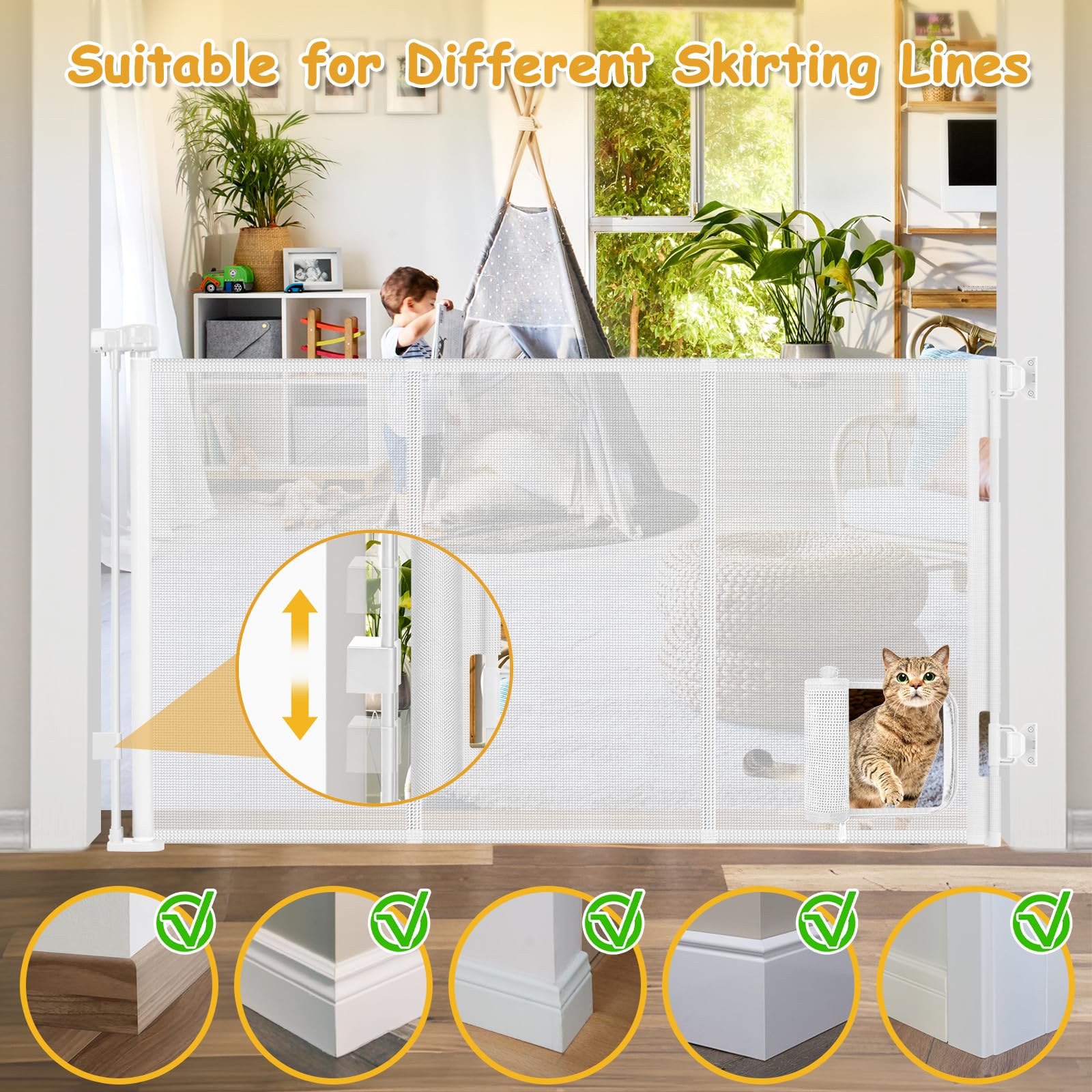 Sair Pet versatile retractable gate ideal for stairs and doorways.