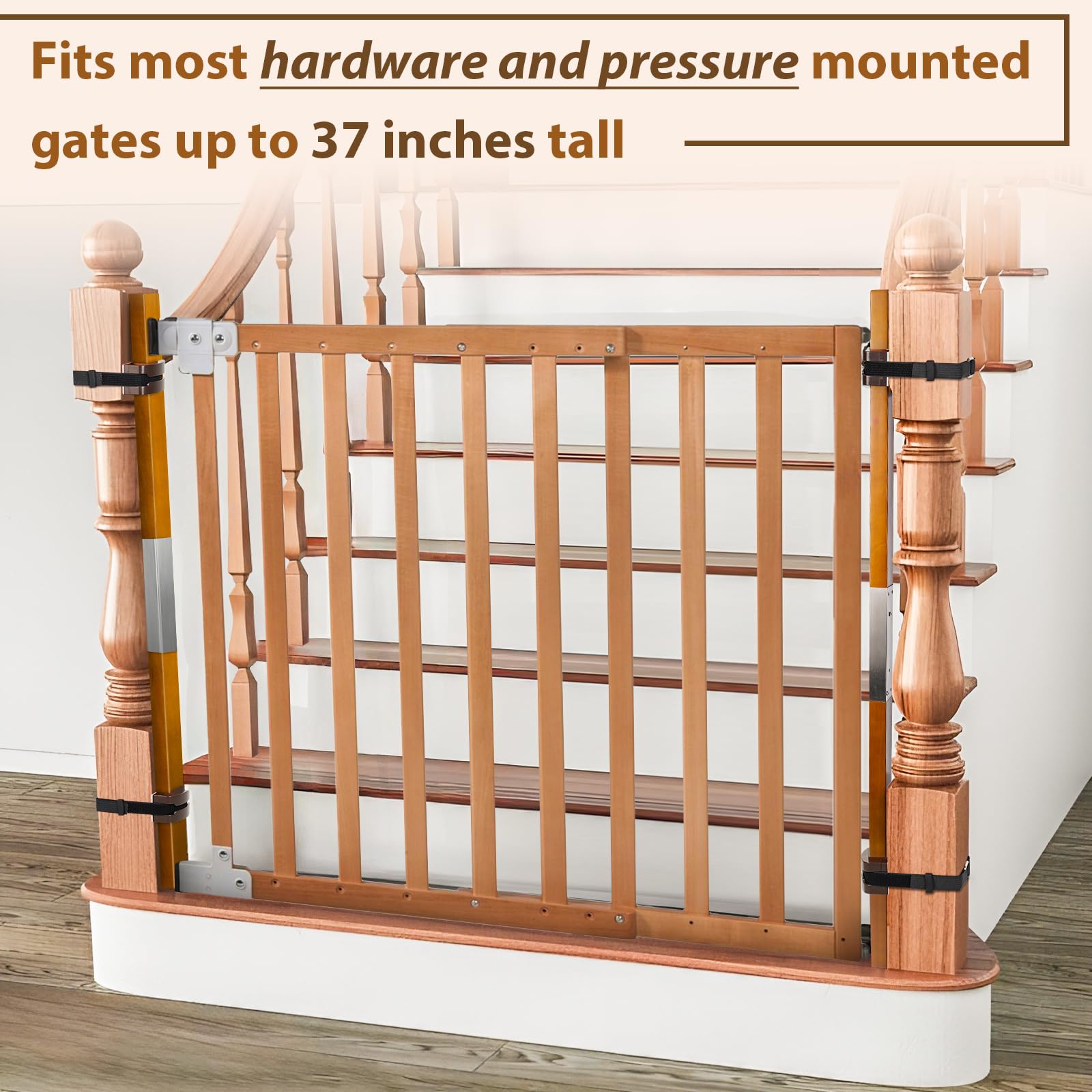 Easy installation with included hardware makes stairway gate mounting quick and stable.