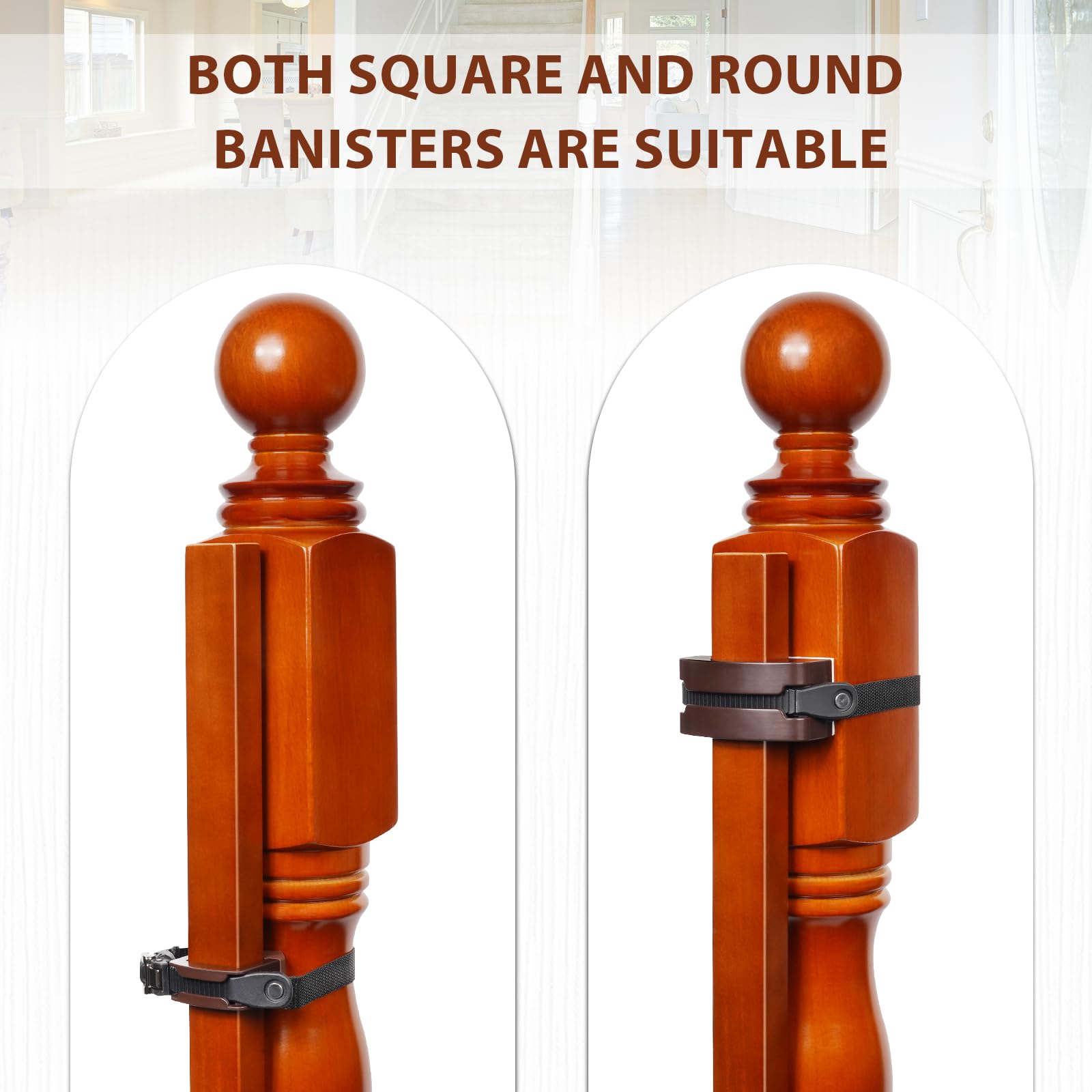 Salcod Banister Gate Mounting Kit round banister fit demonstrates versatility for curved rails