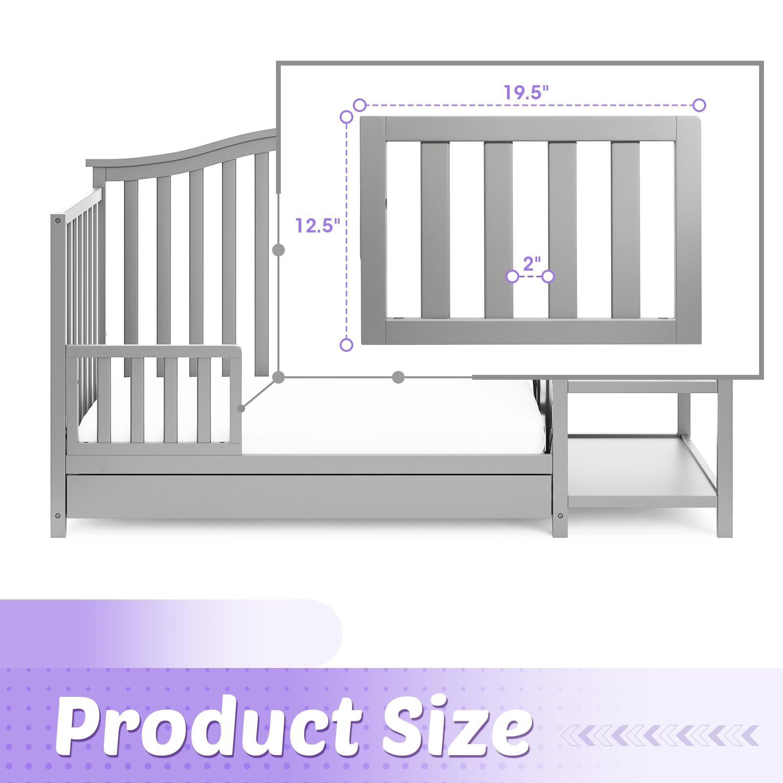 Salcod guardrail shown in a bed transition setup for toddler safety.