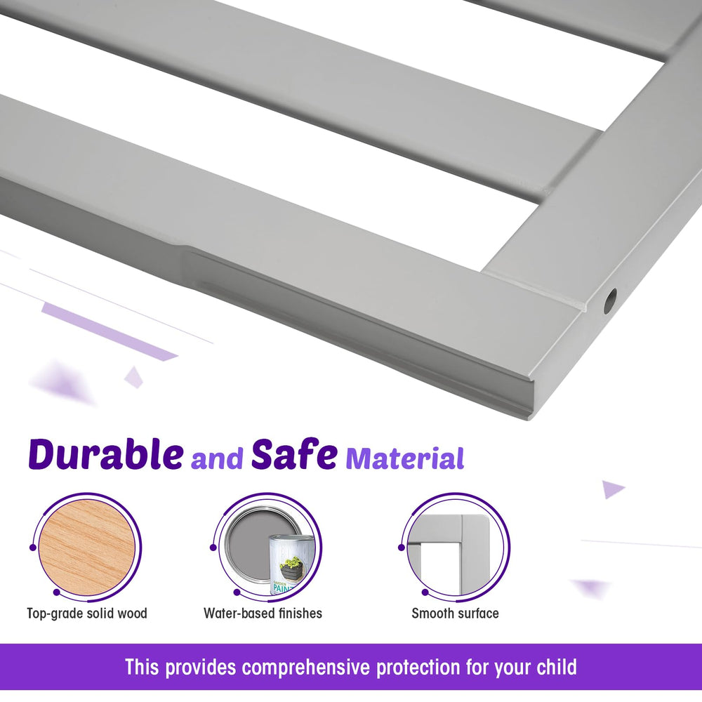 CPSC-certified Salcod guardrail crafted from solid wood with a child-friendly finish.