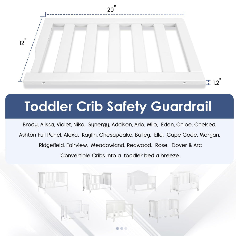 Salcod guardrail with white finish on a Dream On Me crib for safe nights.