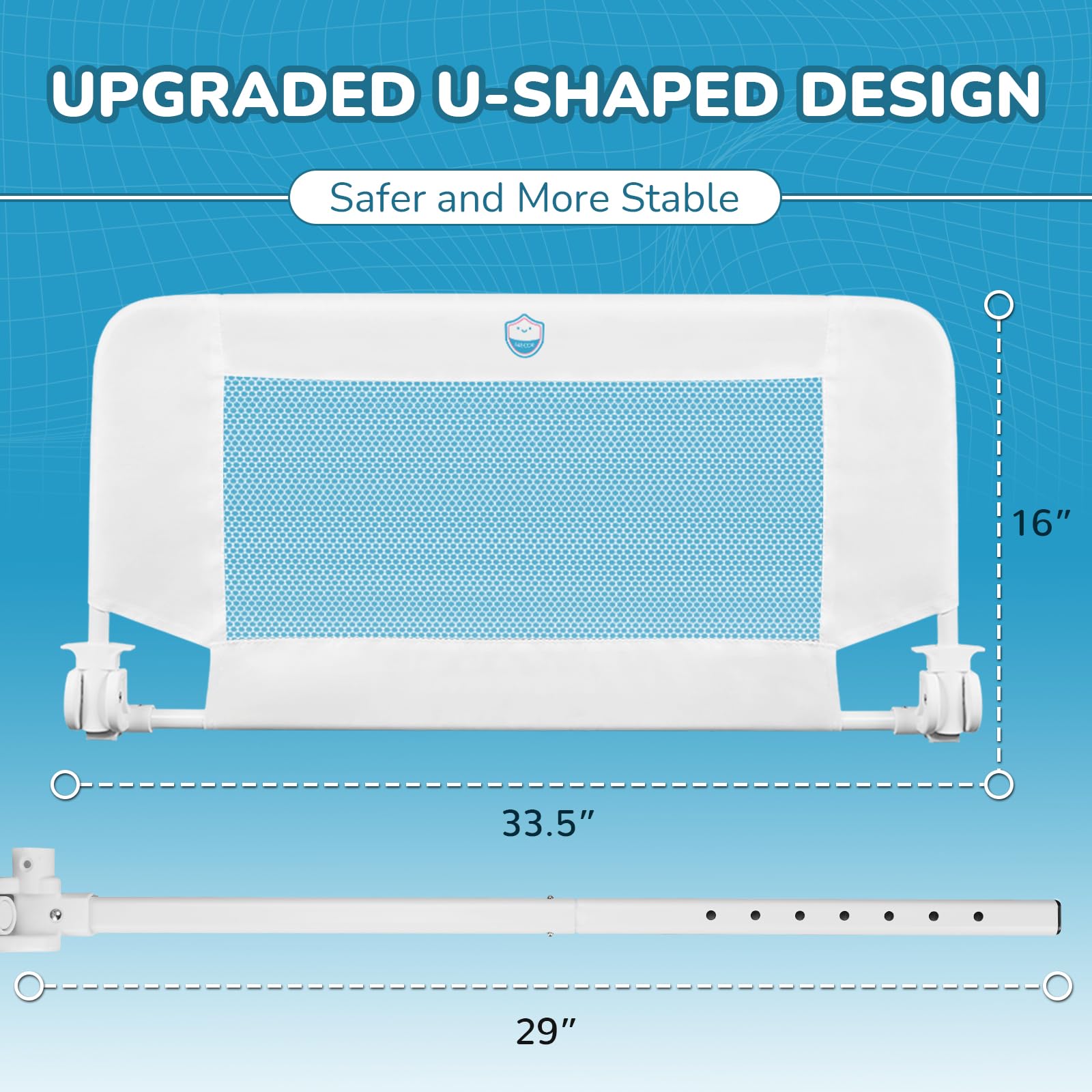 Salcod 33-5x16 inch rail fits most cribs for versatile setup