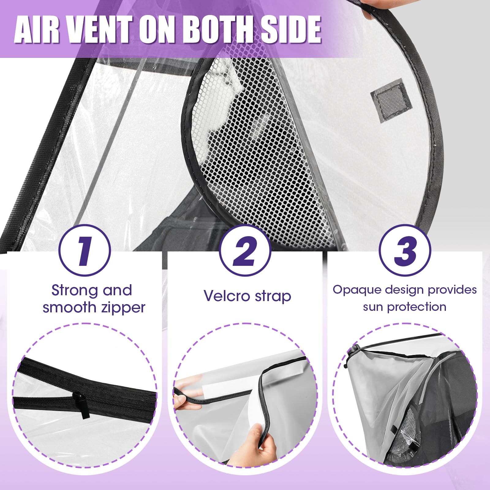 Salcod rain cover with side ventilation holes for fresh air