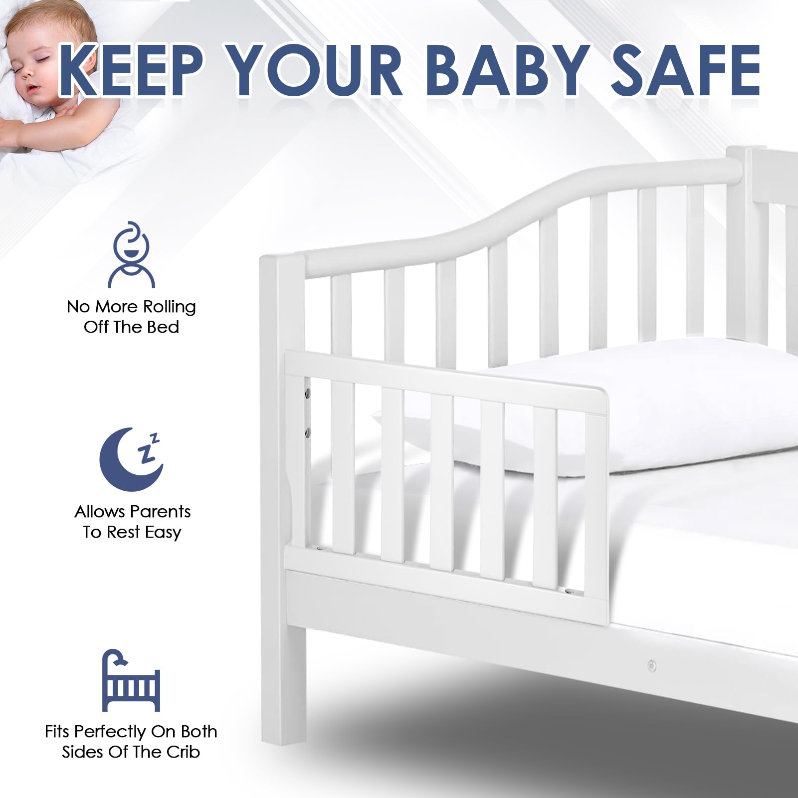 Salcod guardrail supporting a smooth toddler bed transition at night.