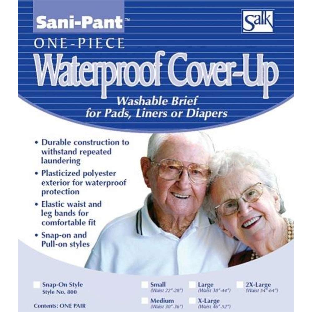 Salk Sani-Pant Cover-Up front view with snap-on XL for quick diaper changes