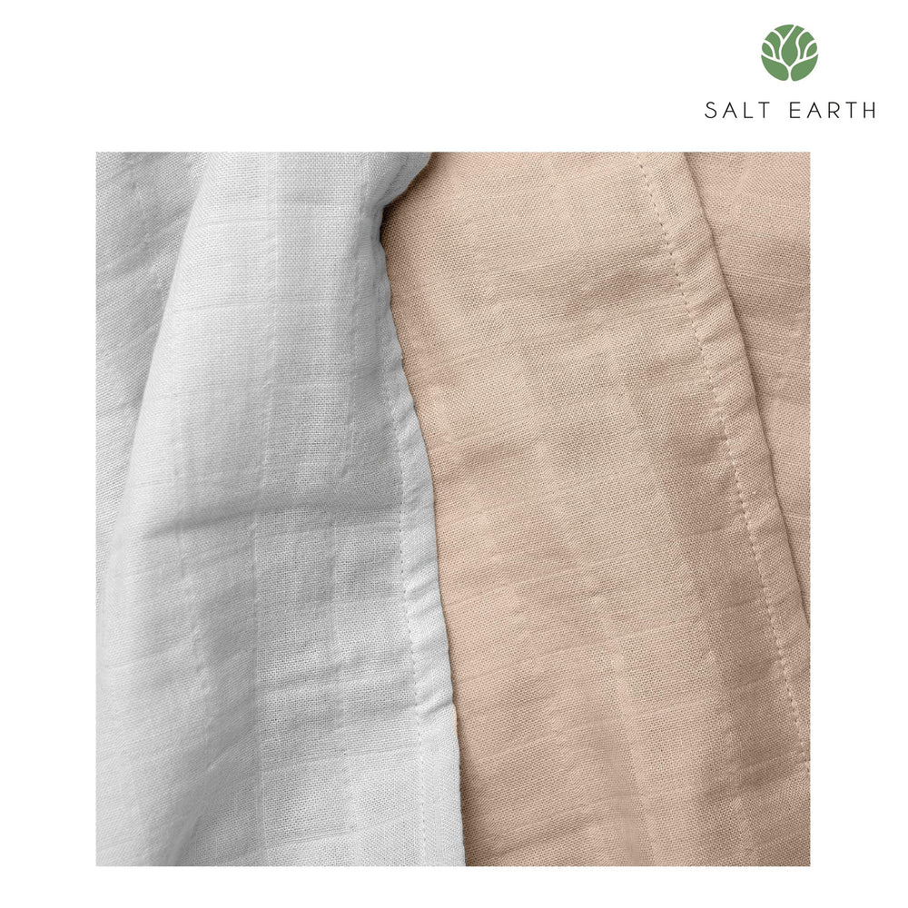 Salt Earth two-pack-display swaddle blankets for convenient baby registry essentials.