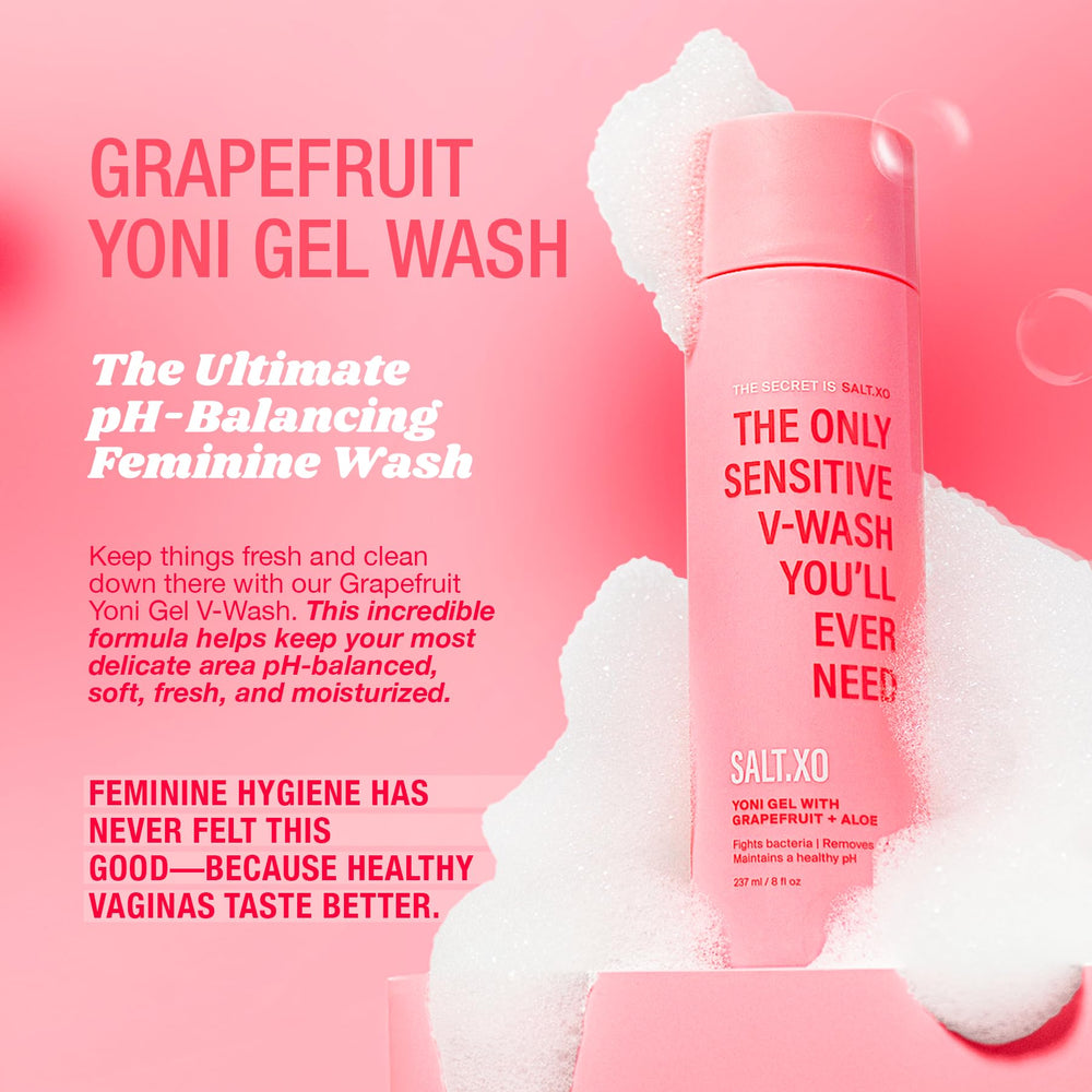 Salt.XO packaging highlights pH balance and cruelty-free formula.