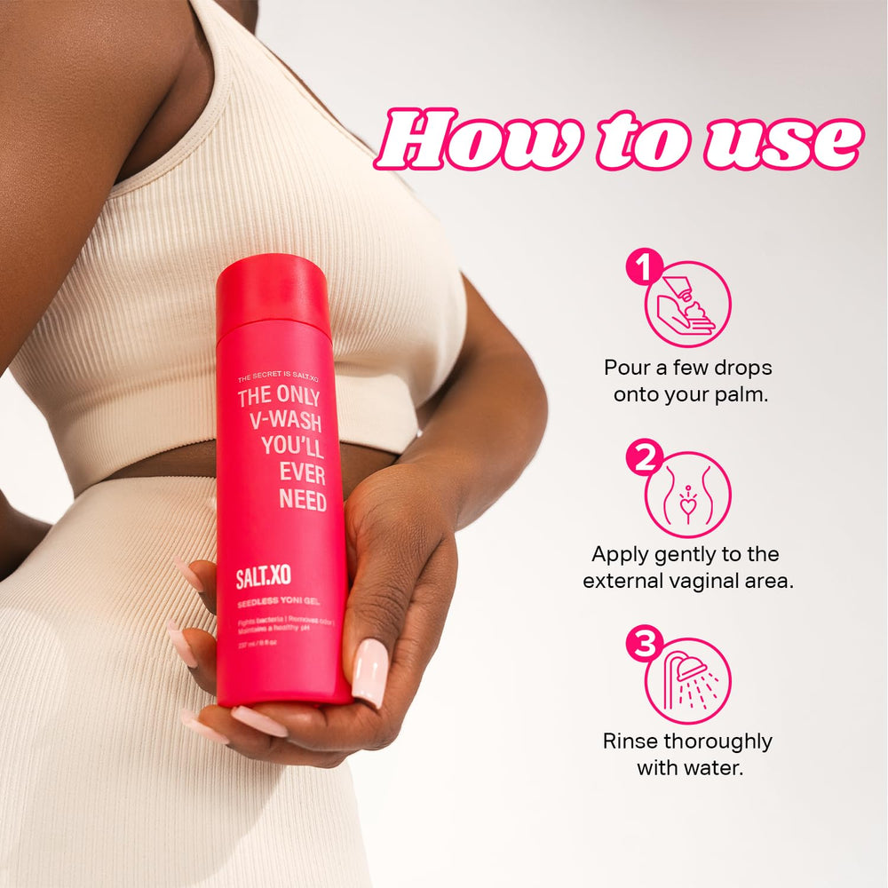Salt.xo Seedless Yoni Gel Wash texture reveal showing creamy gel.