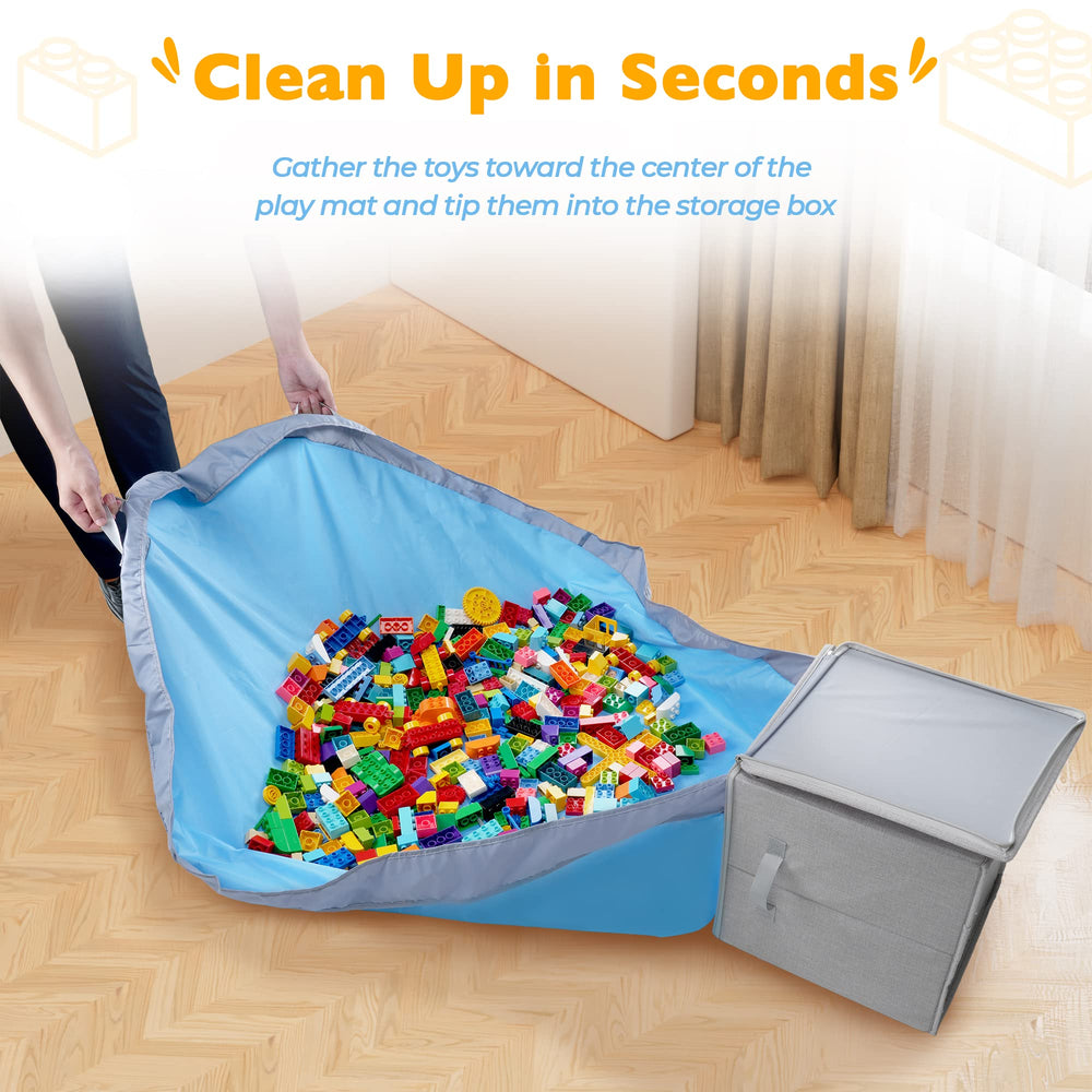 SAM AND MABEL cubby box with sturdy handles for easy transport.