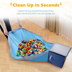 SAM AND MABEL detachable play mat measures 60 by 45 inches for group play.