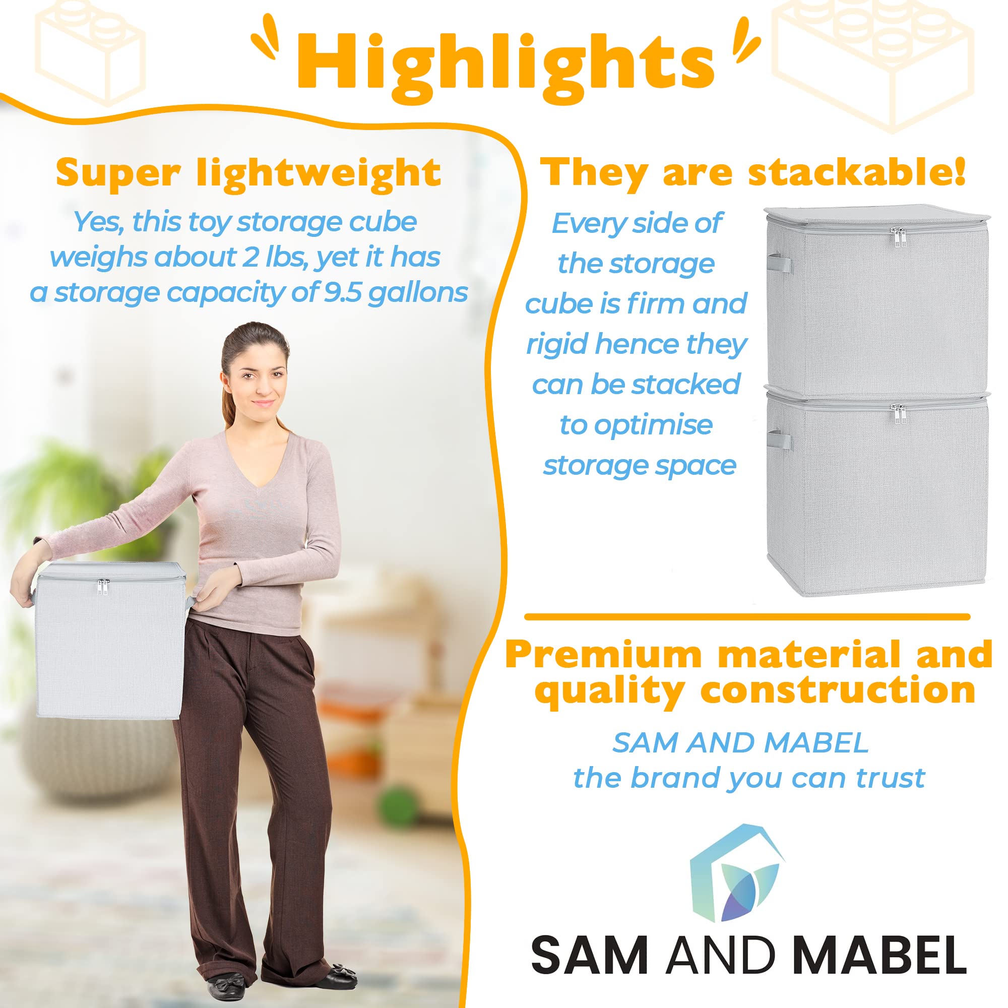 SAM AND MABEL toy storage for tidy play areas in nursery or kids room.