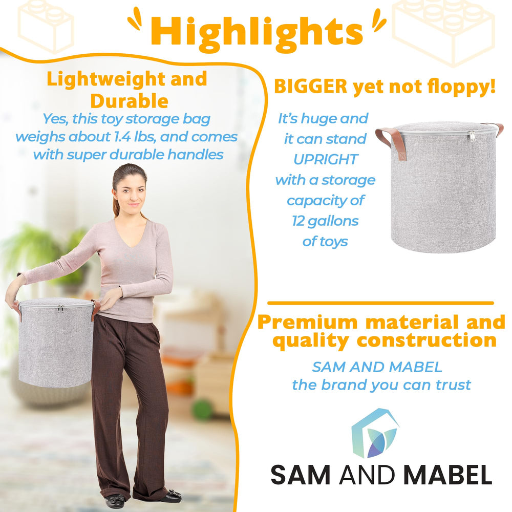 SAM AND MABEL foldable basket supports nursery organization.