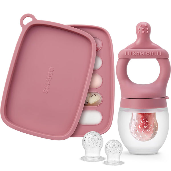 SAMiGO baby fruit feeder with popsicle mold for safe, bite-sized flavor exploration
