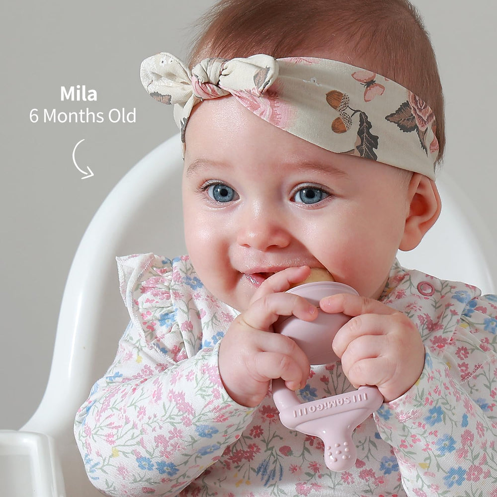 SAMiGO BPA-free silicone highlights safe, durable material for baby use.