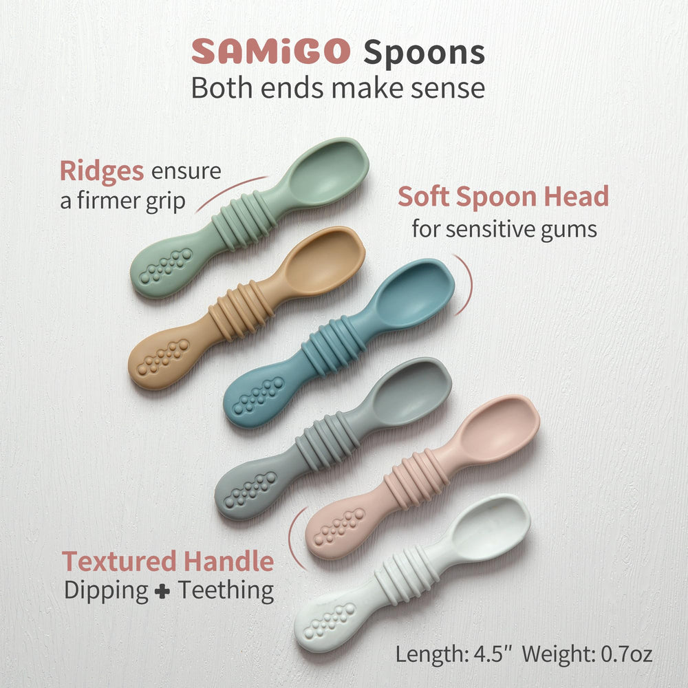 SAMiGO dishwasher-safe silicone set stands up to heating and chilling.