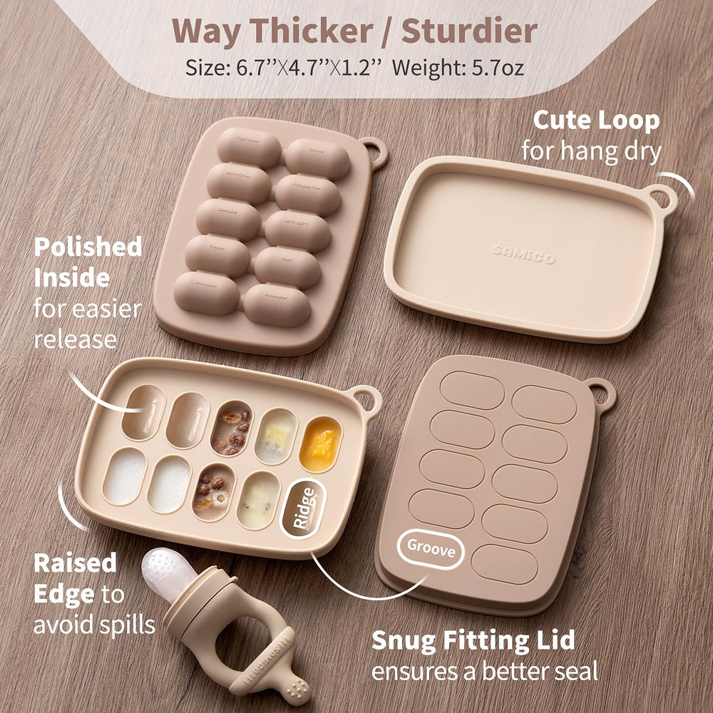SAMiGO freezer tray lid seals snugly to preserve portions.