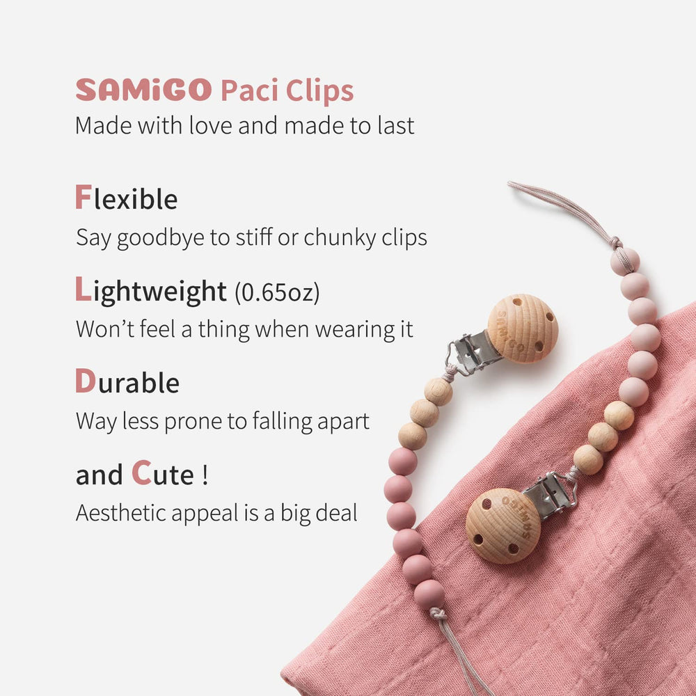 SAMiGO rose-set clips provide a tight grip without damaging fabrics.