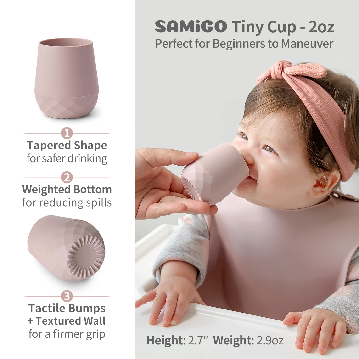 SAMiGO chewable spoons have textured heads for teething and exploration.