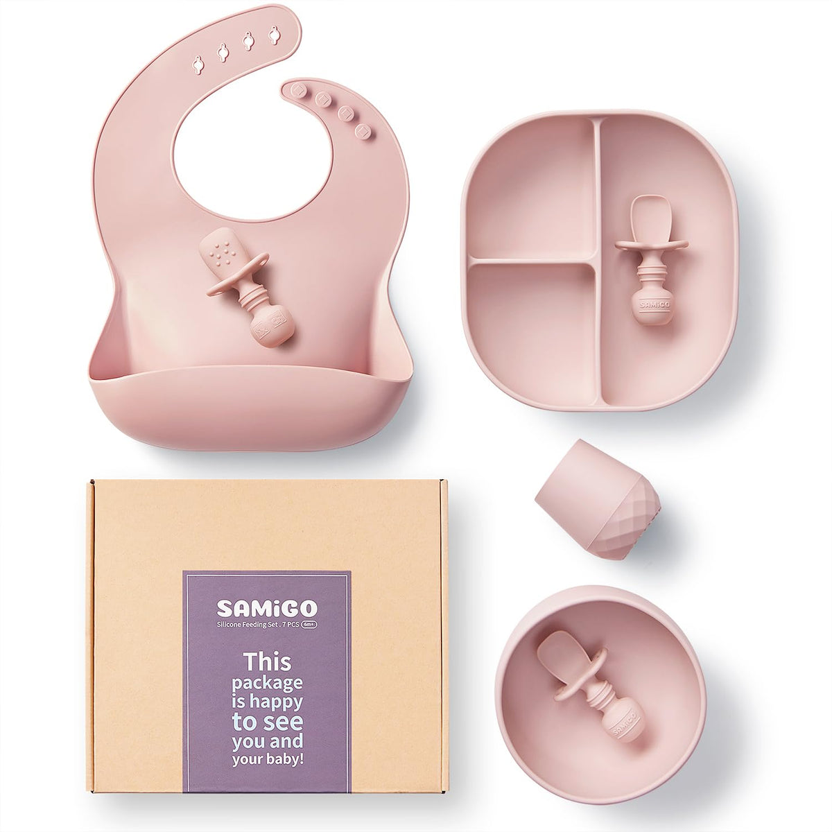 SAMiGO suction plate secured to a surface for mess-free self-feeding.