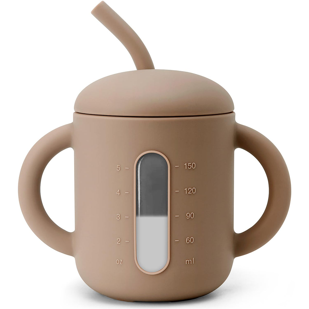 SAMiGO silicone sippy cup with firmer lid for mess-free sipping.