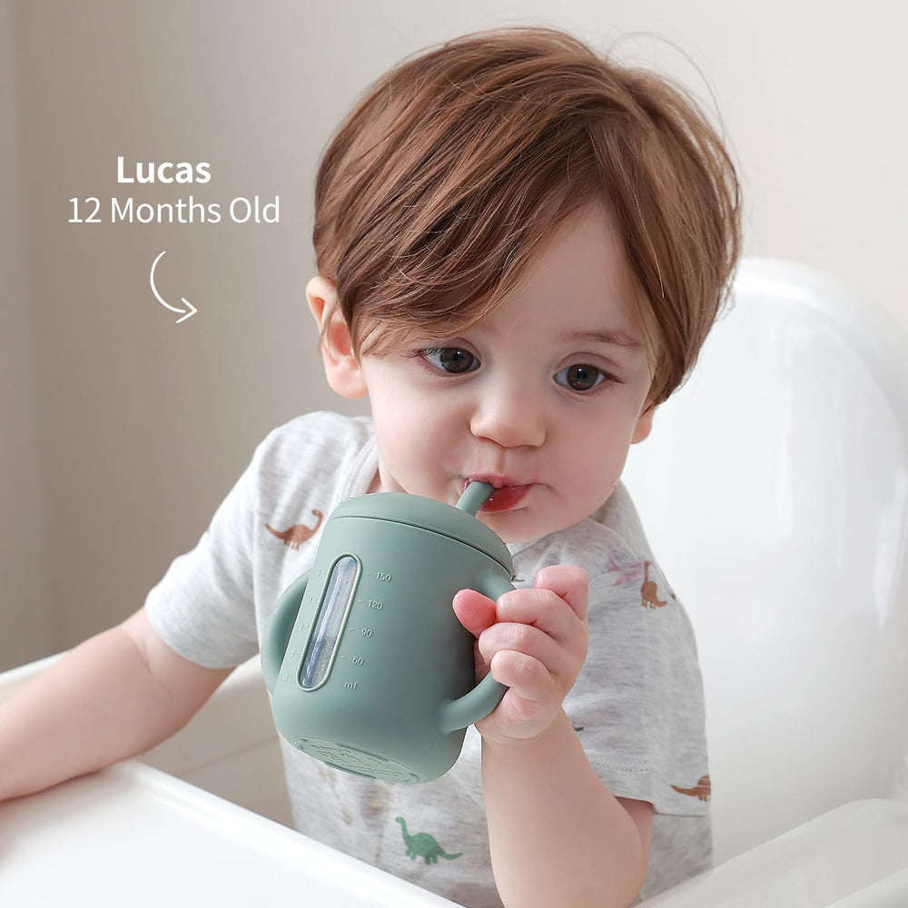 SAMiGO silicone sippy cup is made of food-grade silicone for safe everyday use