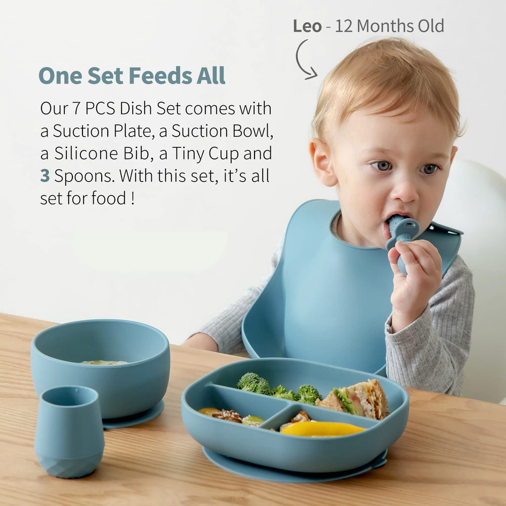 SAMiGO suction bowl keeps food in place, reducing spills during meals