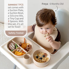 SAMiGO suction bowl provides stable feeding with minimal spills.