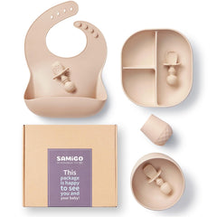SAMiGO suction plate secures to smooth surfaces for mess-free meals.