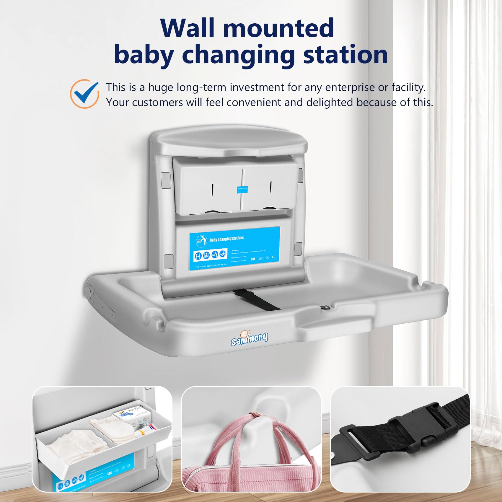 Sammery unit includes bag hooks with 10 lb capacity for added convenience.